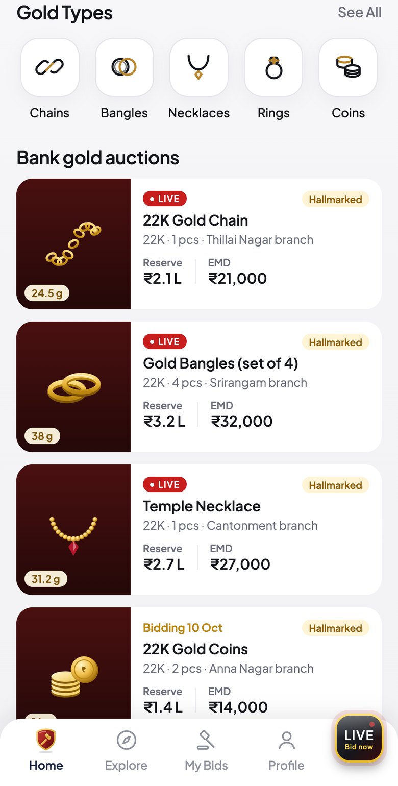 Min-elam app — gold auctions